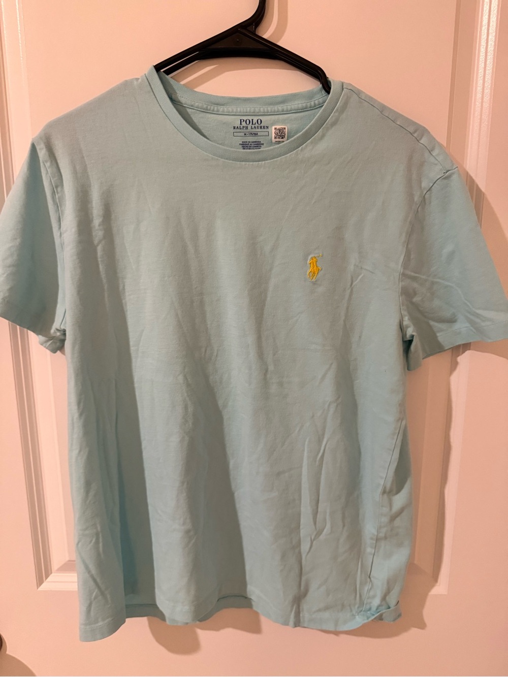 Ralph Lauren Light Aqua Short-Sleeve Crew Neck Tee with Yellow Polo Logo